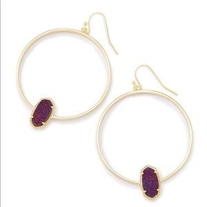 Kendra Scott Elora Gold Hoop in Plum Drusy